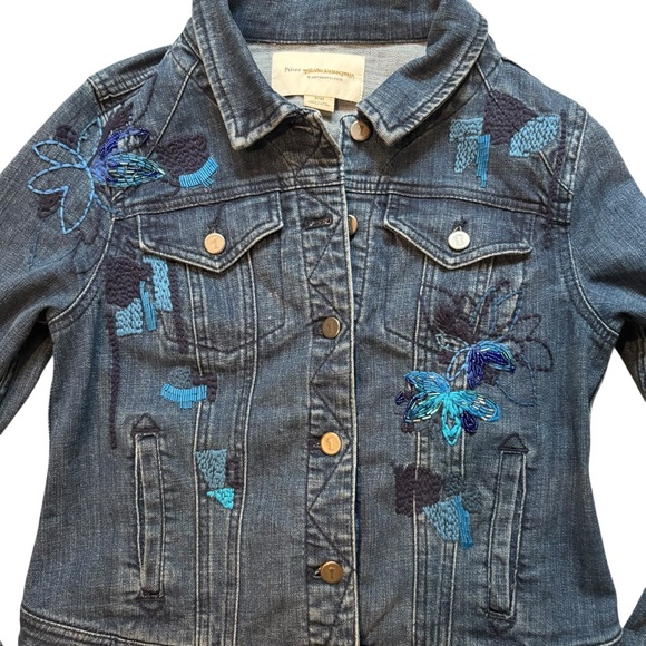 Anthropologie Pilcro Beaded Embroidered Denim Jacket, Sz M - Picture 10 of 14
